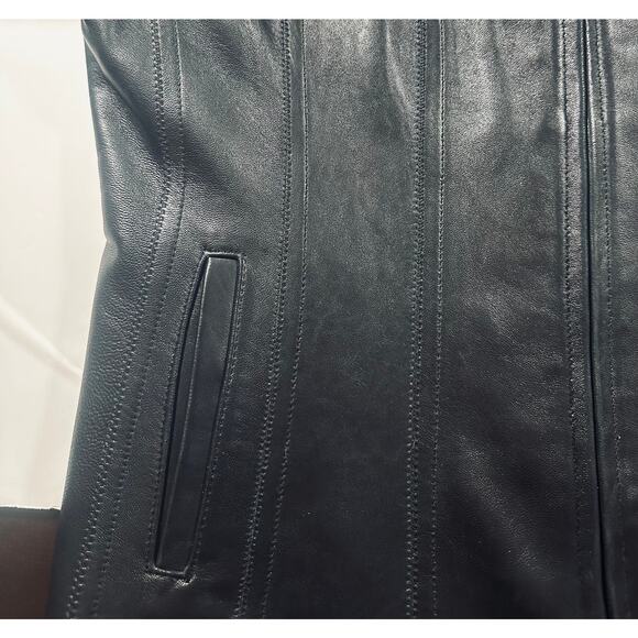 Tailored Black Genuine Leather Jacket, Jones New York, SZ L 12/14 - Picture 8 of 16